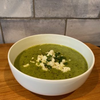 Courgette mint and feta soup