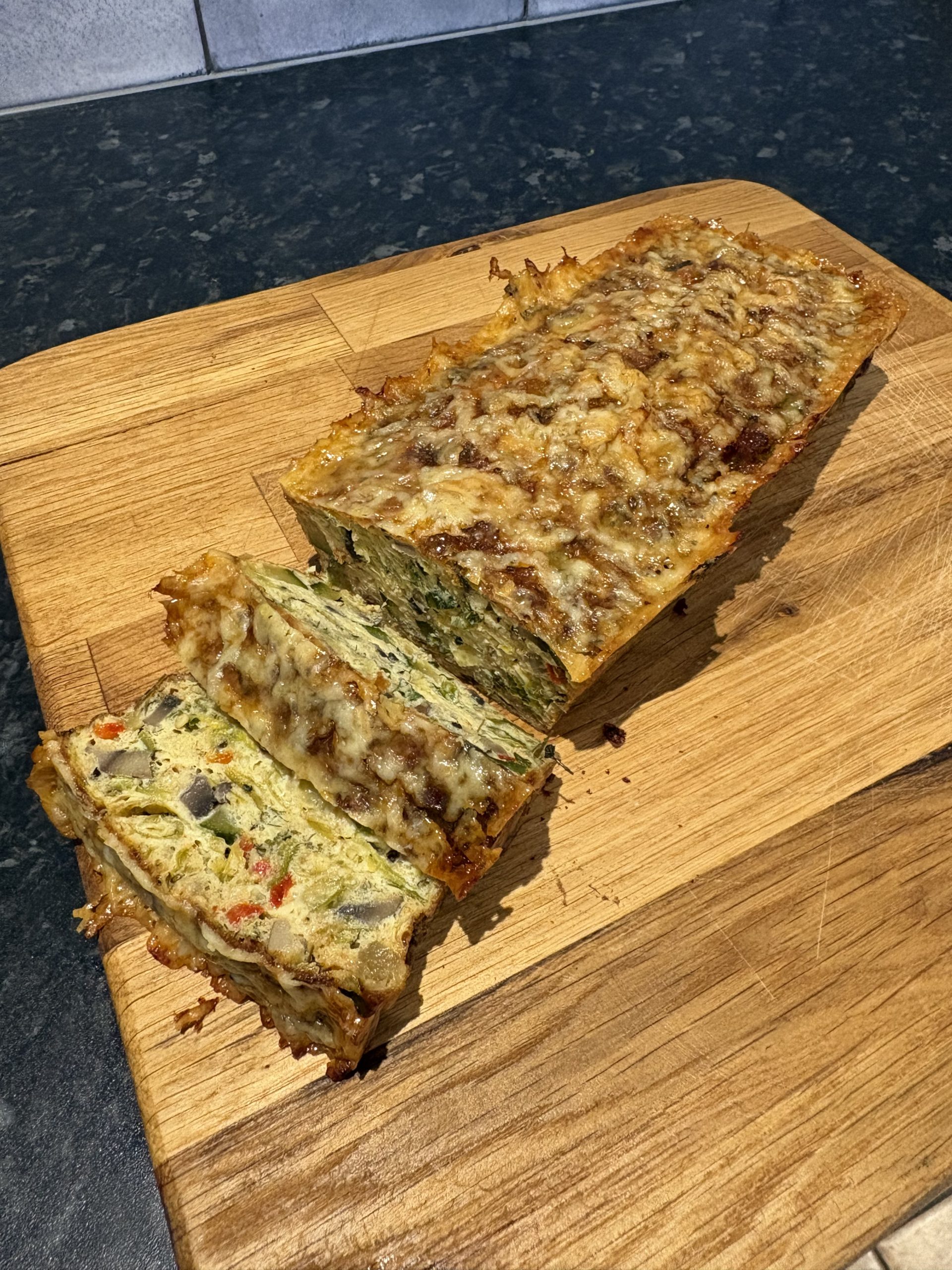 Marmite and Cheese Topped Omelette Loaf
